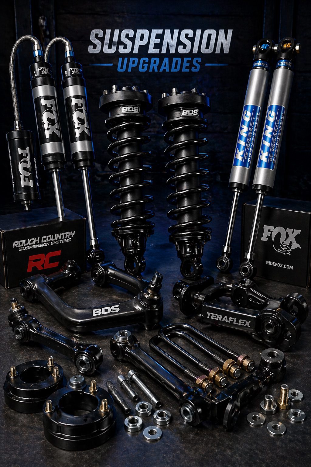 Suspension upgrades truck TCS Suspension upgrades for trucks with performance shocks and springs installed